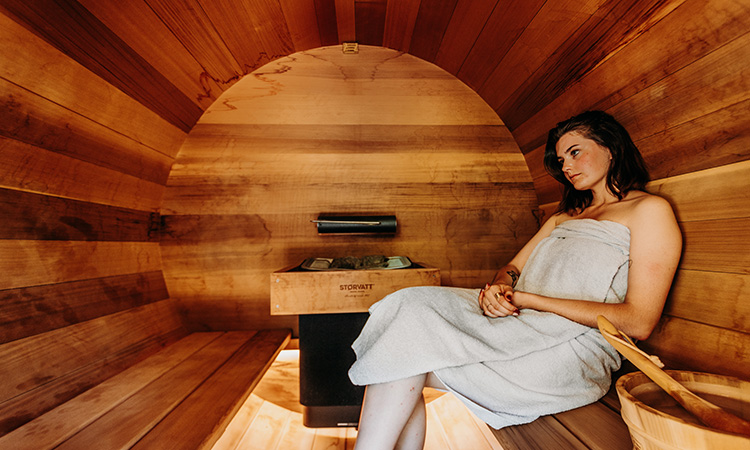 Un sauna haut de gamme niché dans le domaine des Frères Ibarboure à Bidart, pour un instant détente et bien-être au Pays Basque.